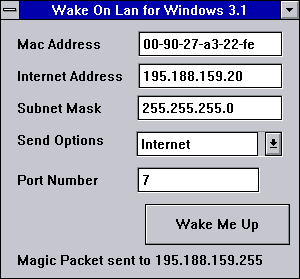 Wake On Lan for Windows 3.1