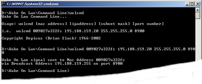 Wake on Lan Command Line